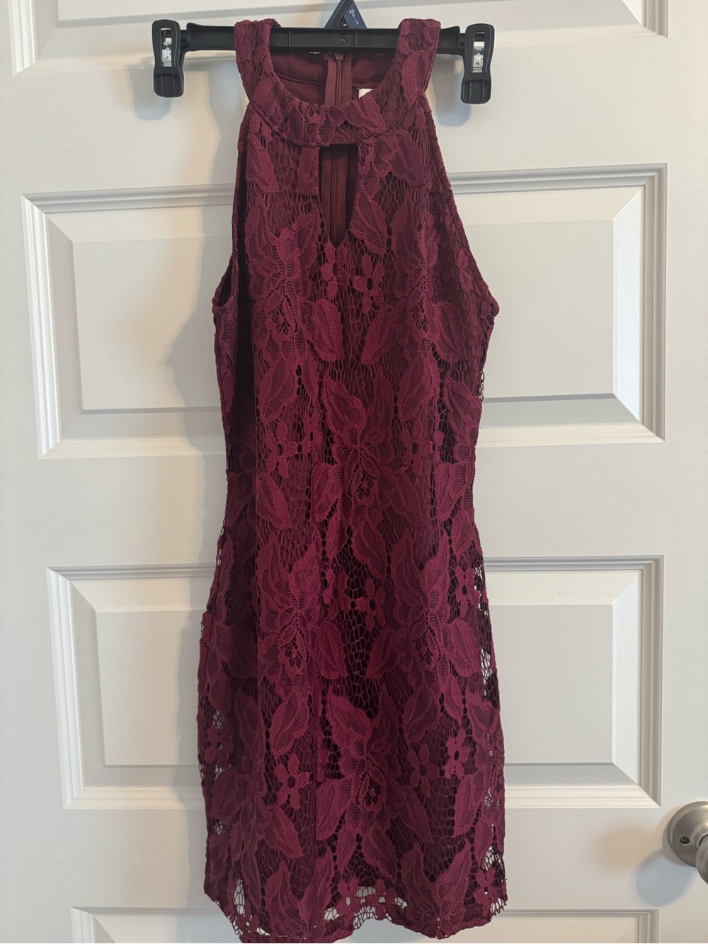 Speechless Burgundy Lace Halter Midi Dress